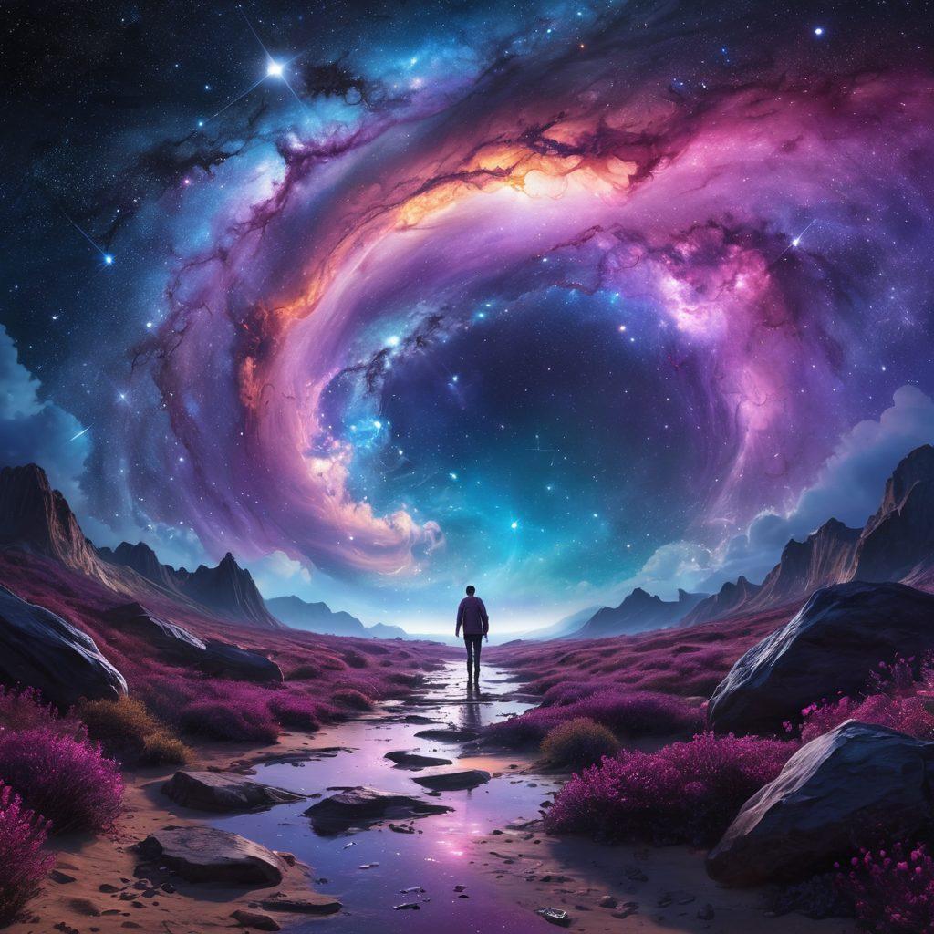 A cosmic scene depicting a vast universe filled with swirling galaxies and vivid constellations, interspersed with floating insurance symbols like shields, umbrellas, and graphs. Illustrate a diverse group of people exploring this universe with wonder, each representing different life needs, from young families to retirees. The background should be a blend of deep blues and purples, enhancing the celestial atmosphere. Include a pathway of light leading the way, symbolizing guidance in insurance choices. vibrant colors. super-realistic.